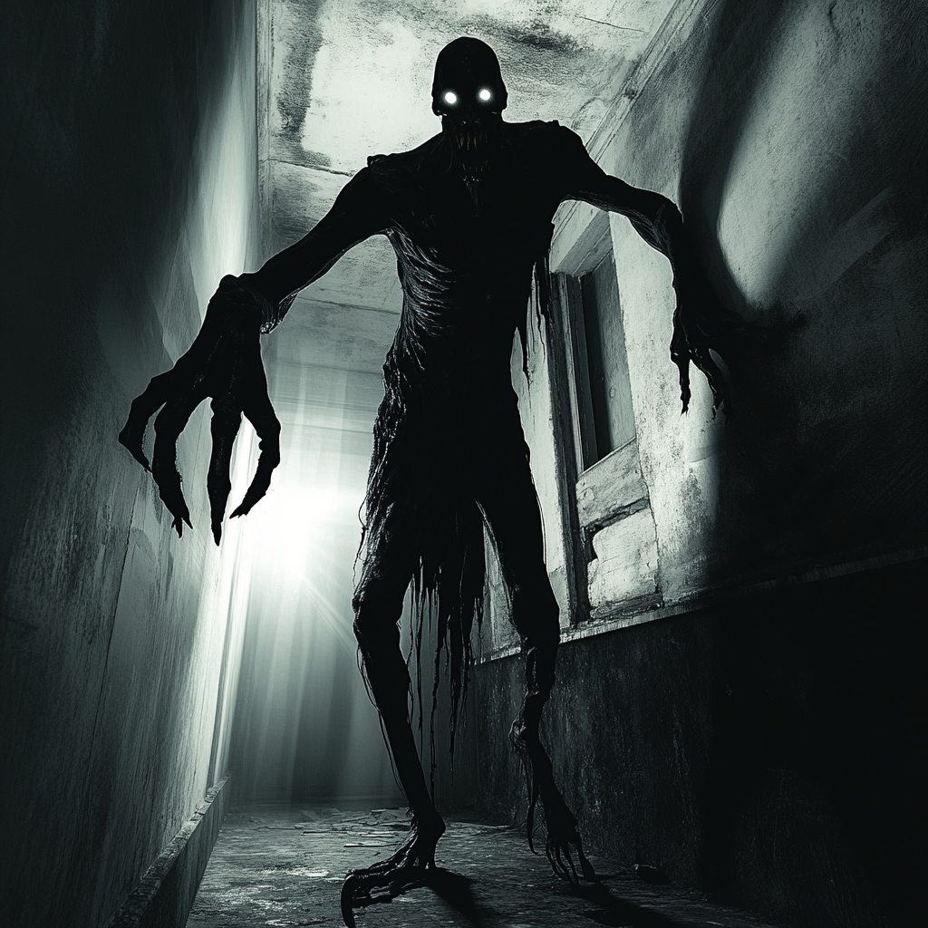 Terrifying Boogie Man in Dark Shadowy Room 