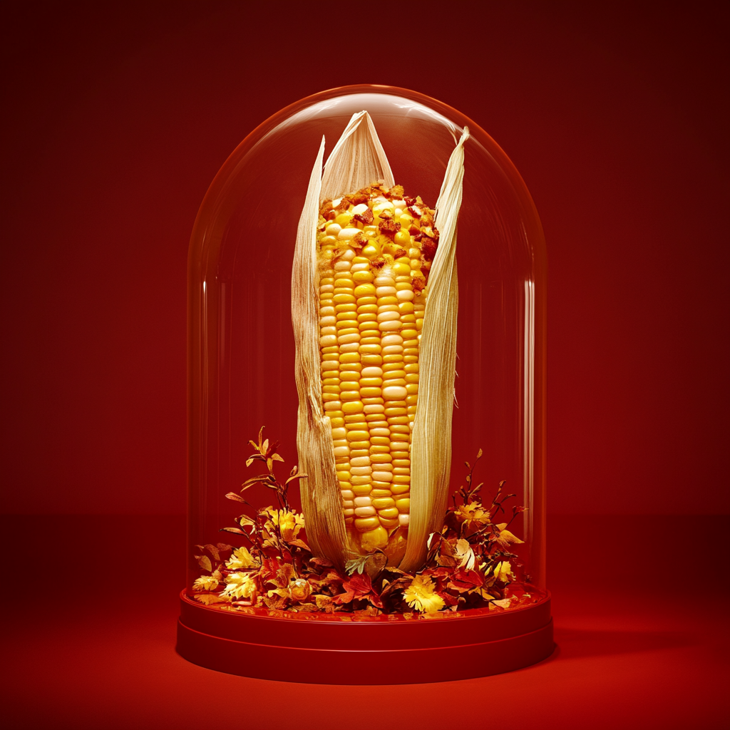 Thanksgiving Corn on the Cob in Glass Dome