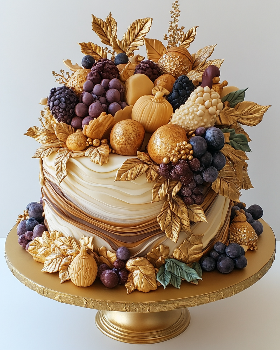 Thanksgiving Cornucopia Cake with Geode Design