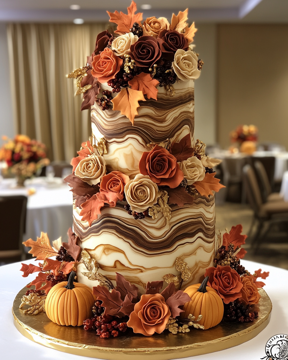 Thanksgiving Geode Cake on Gold Stand