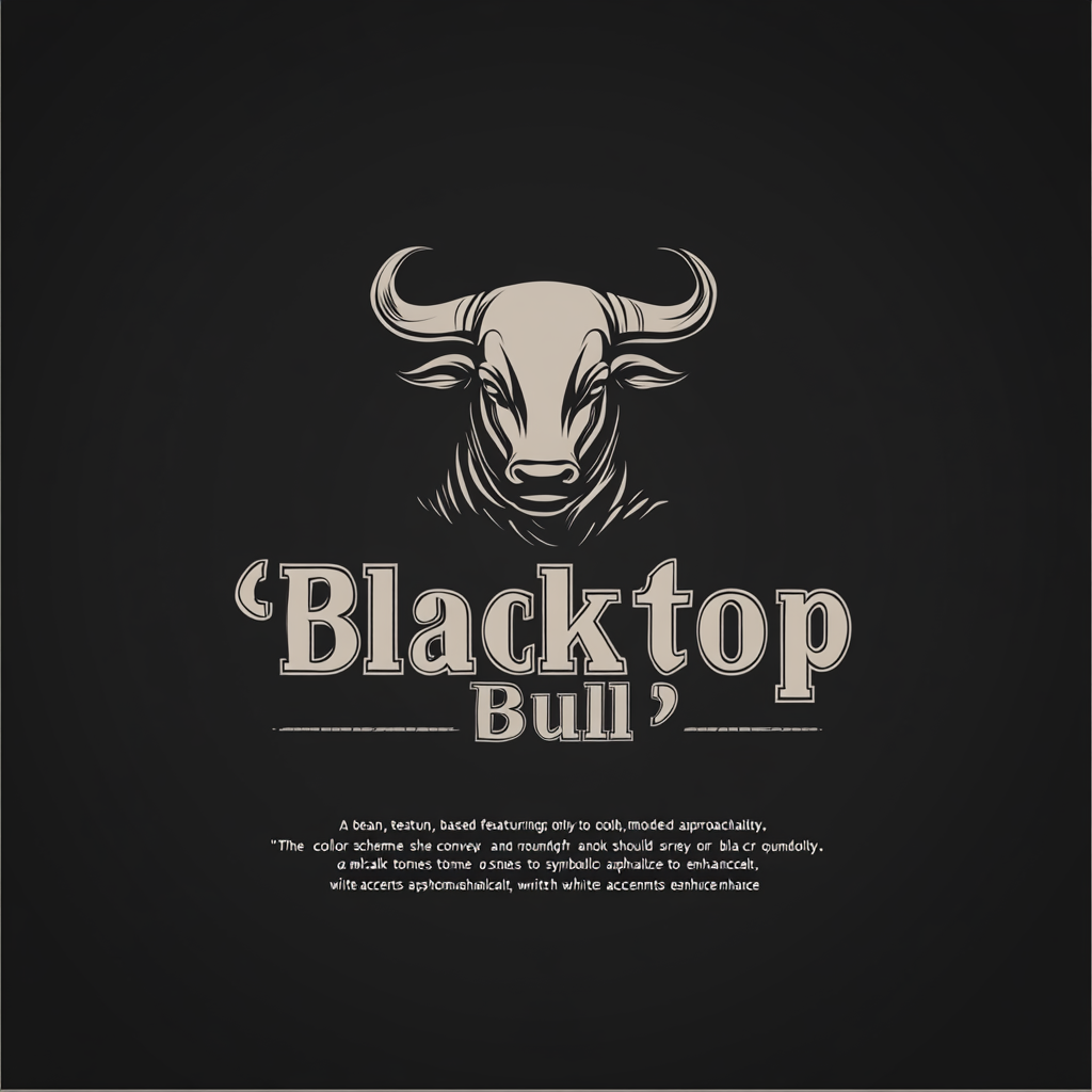 The 'Blacktop Bull' Text-Based Dark Logo