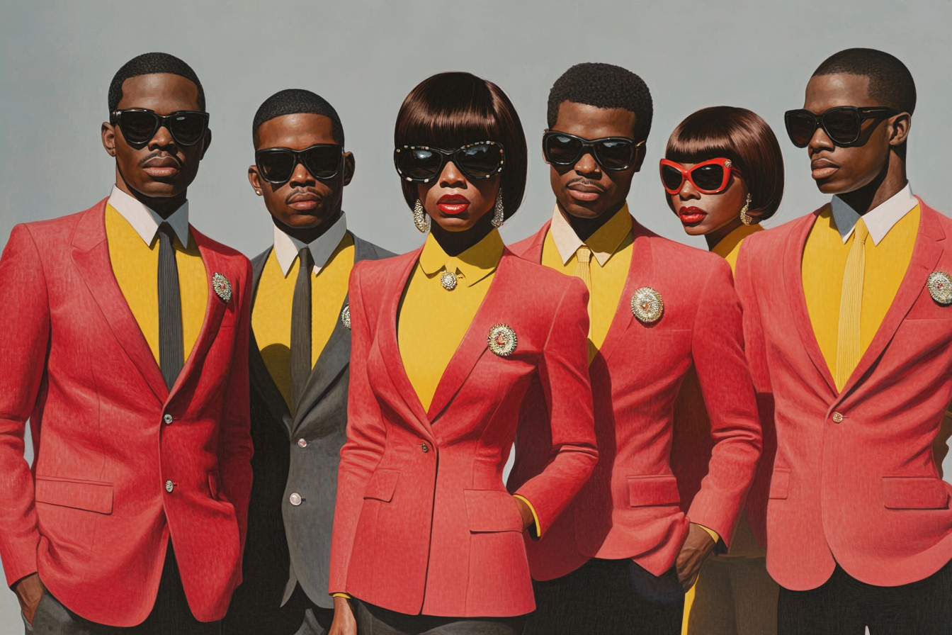 The 60s Superhero Squad in Mod Outfits