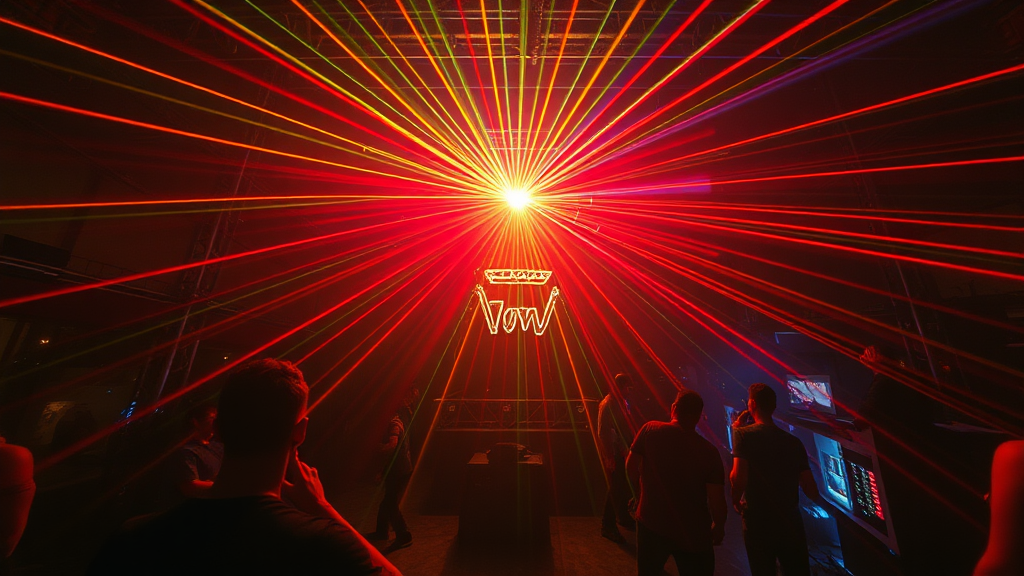 The 90s Rave with Laser Lights in Warehouse