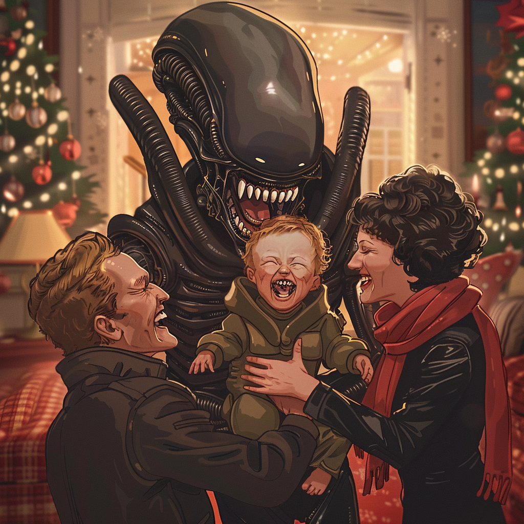 The Alien Family's Joyful Christmas Card