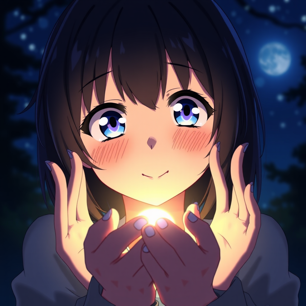 The Anime Girl Gazing at Enchanted Light