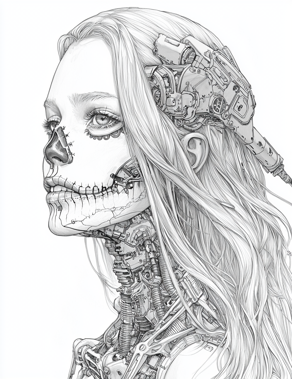 The Beautiful Biomechanical Steampunk Day of Dead Catrina