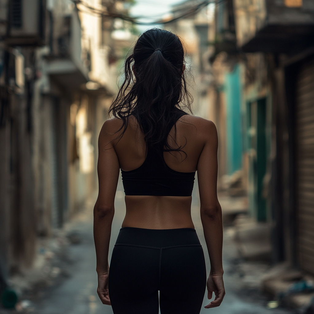 The Beautiful Turkish Woman Walking in Workout Clothes