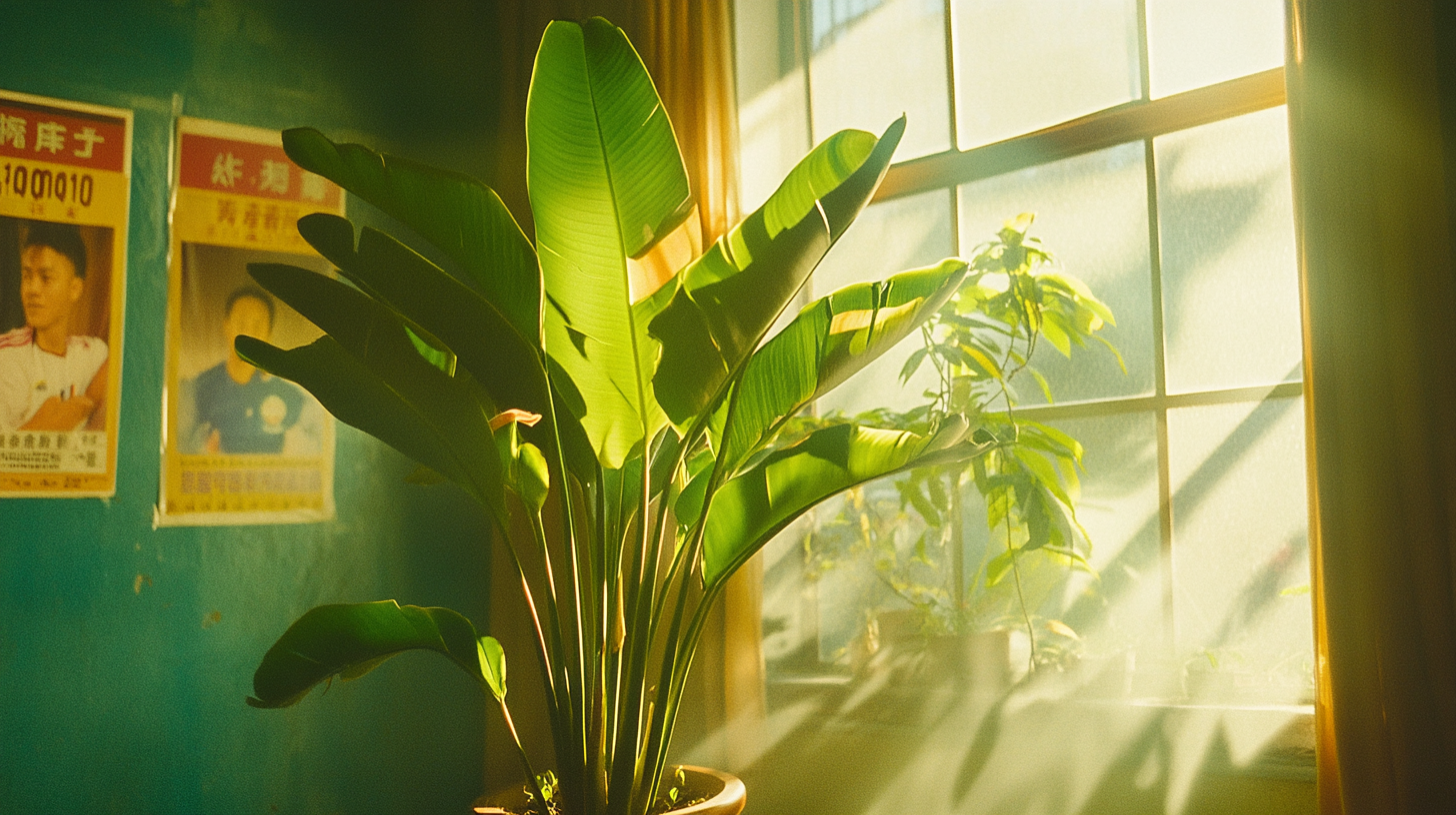 The Bird of Paradise Plant Under Sunlit Window