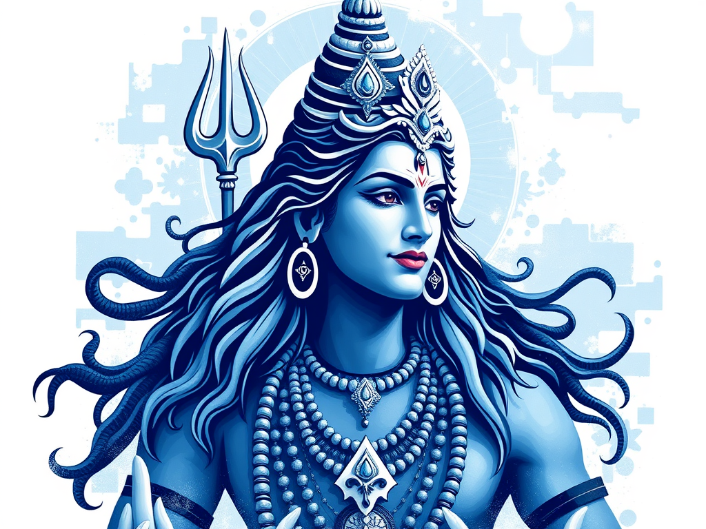 The Blue and White Design of Lord Shiva Parvati