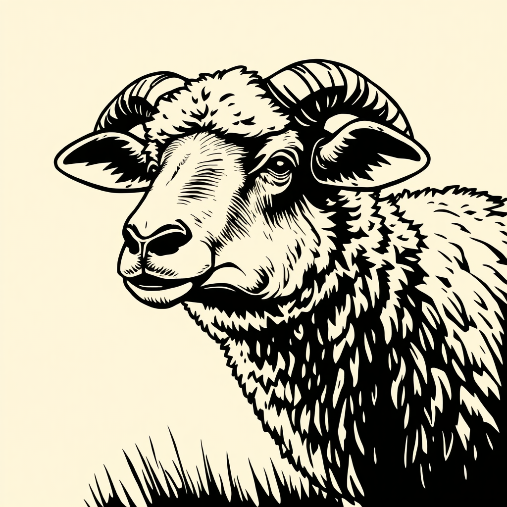 The Bold Line Art of a Sheep Token