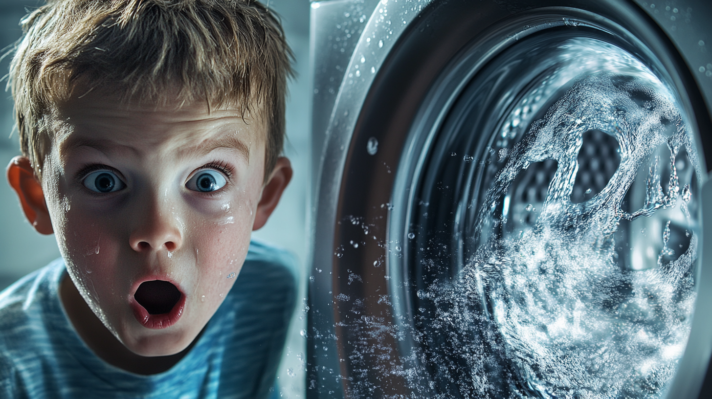 The Boy's Crazy Reaction to Jumping Washing Machine.