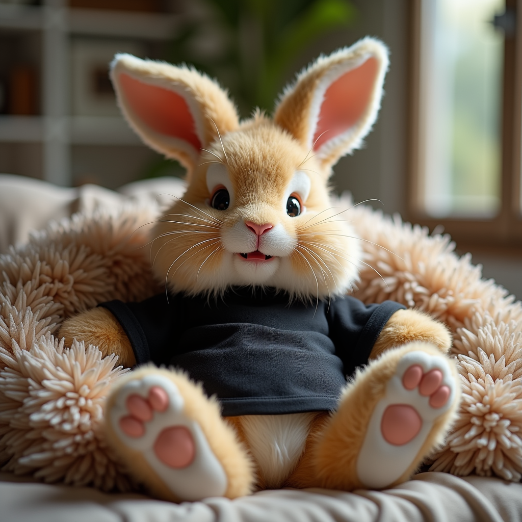 The Brown Bunny in Black T-shirt on Lounger