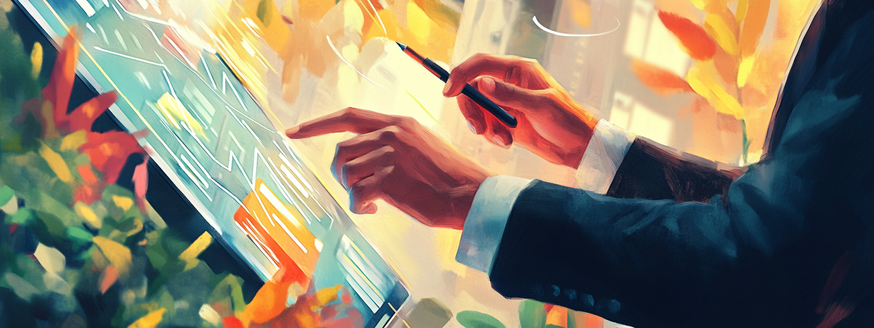 The Businessman's Futuristic Office Touchscreen Painting