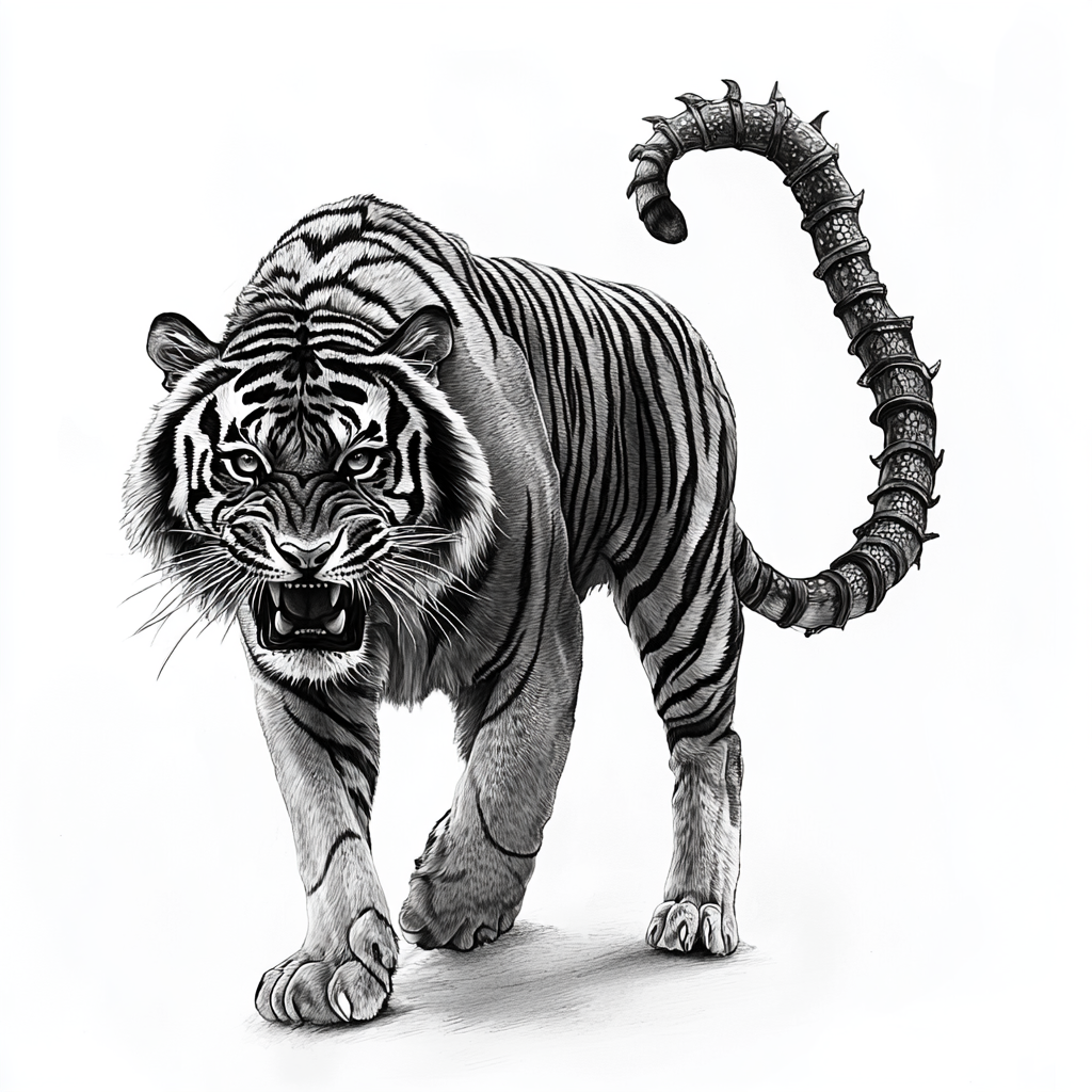 The Calm Female Tiger with Scorpion Tail