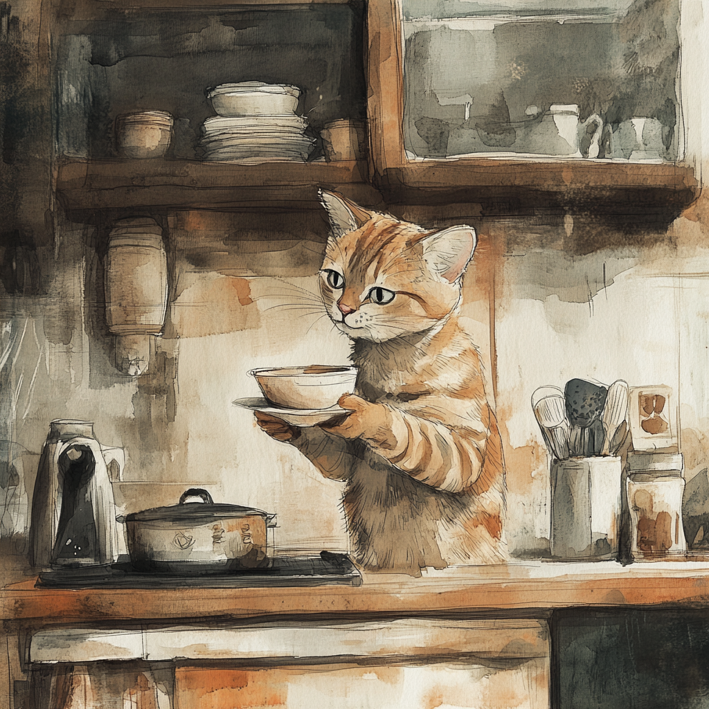 The Cooking Cat in a Cosy Kitchen