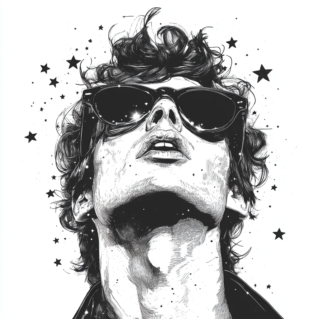 The Cool Actor with Sunglasses and Stars Drawing