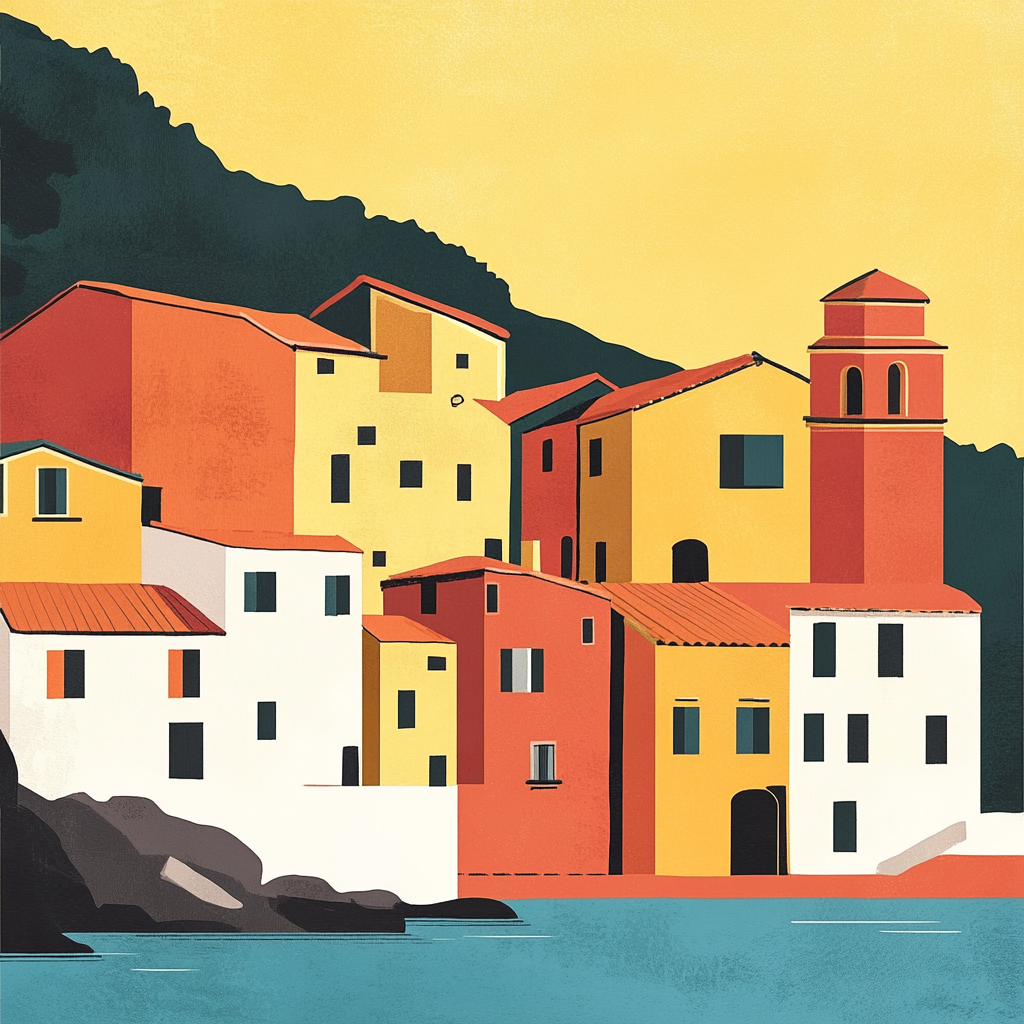 The Cozy, Minimalist Bosa Village Illustration