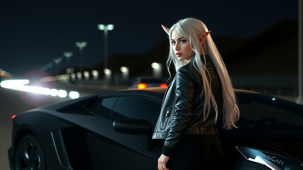 The Dark Night Elf Girl and Lamborghini Car