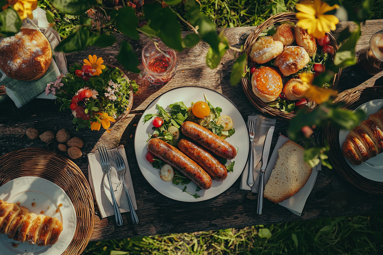 The Delicious Breakfast in a Summer Garden