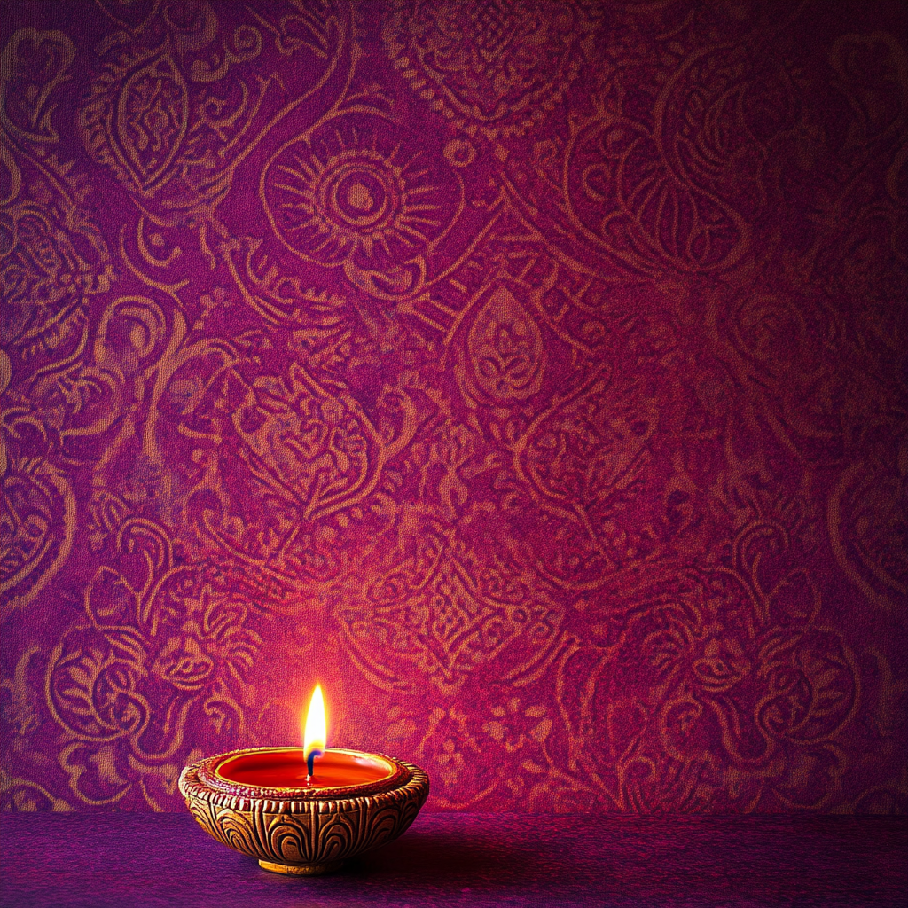 The Diwali Candle on a Purple Background