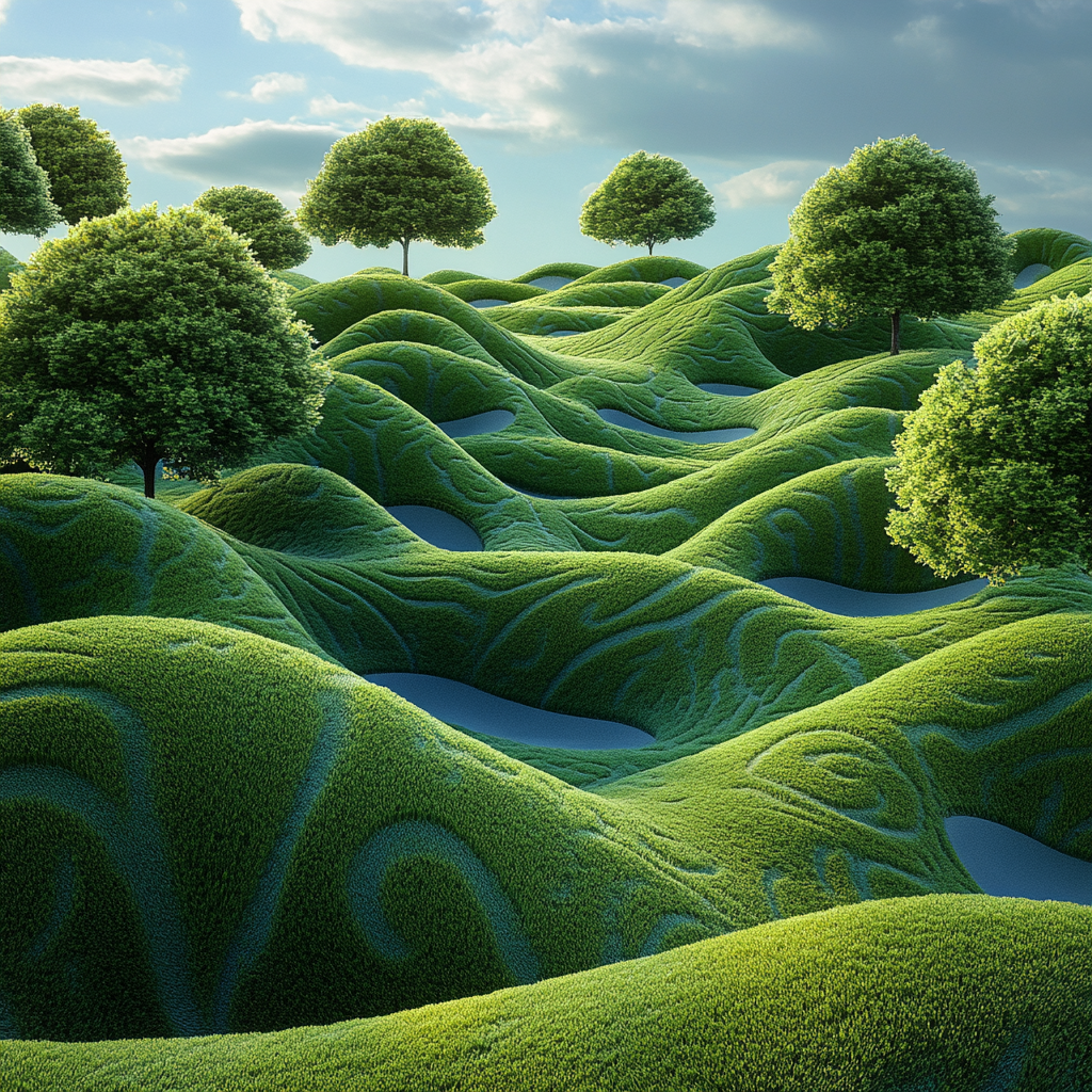 The Dreamlike, Surreal Green Golf Course Landscape