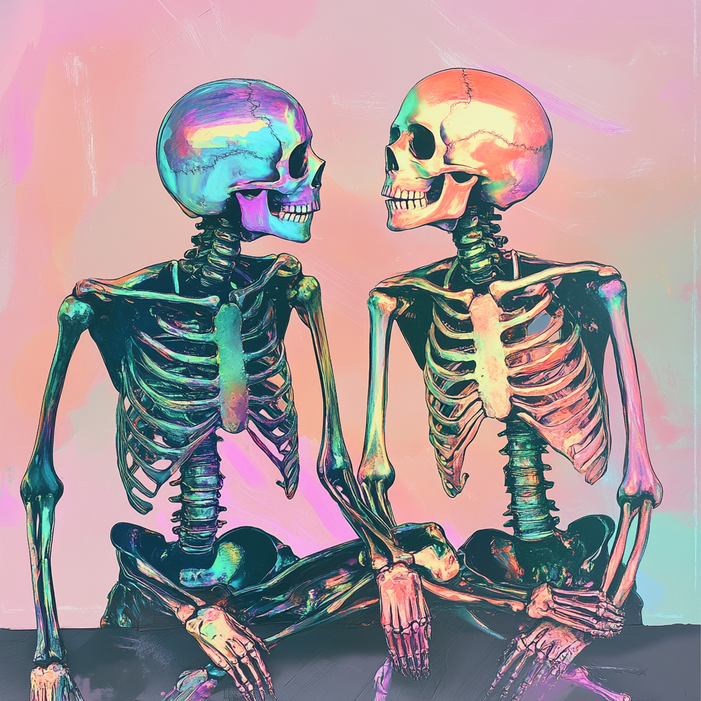 The Dreamy Skeleton Friends in Iridescent Colors