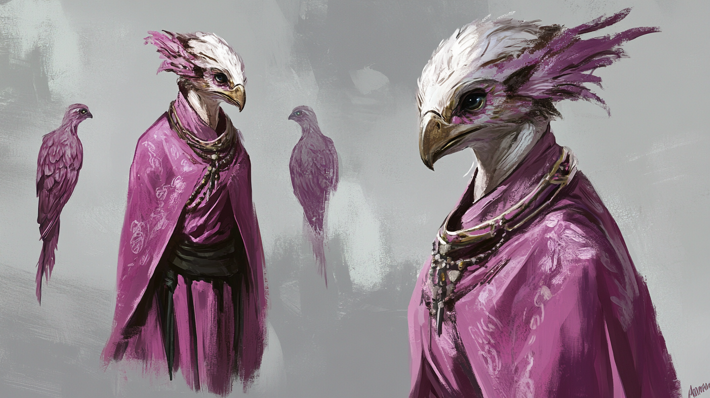 The Elegant Aarakocra Monk Princess in Pink