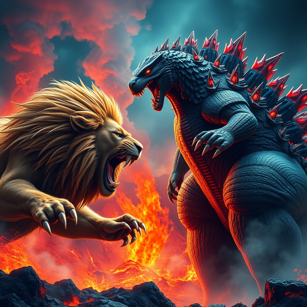 The Fiery Clash of Lion and Godzilla