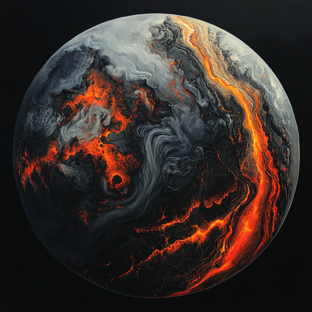 The Fiery Red and Black Lava Planet