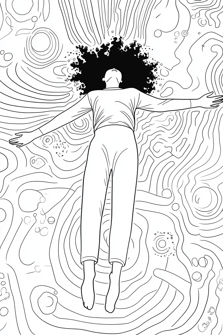 The Floating African American Woman Coloring Page