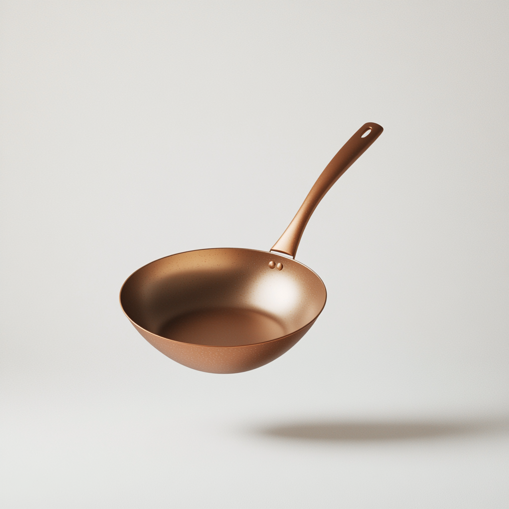 The Floating Copper Frying Pan in White Space.