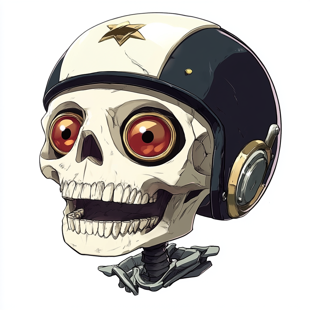 The Funny Cartoon Skull Star in Cool Helmet