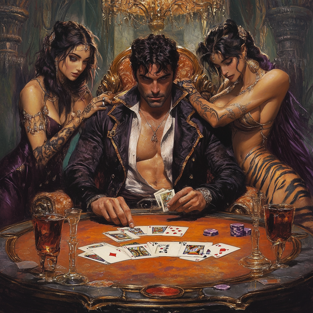 The Gambler's Elegant Card Game with Exotic Companions.