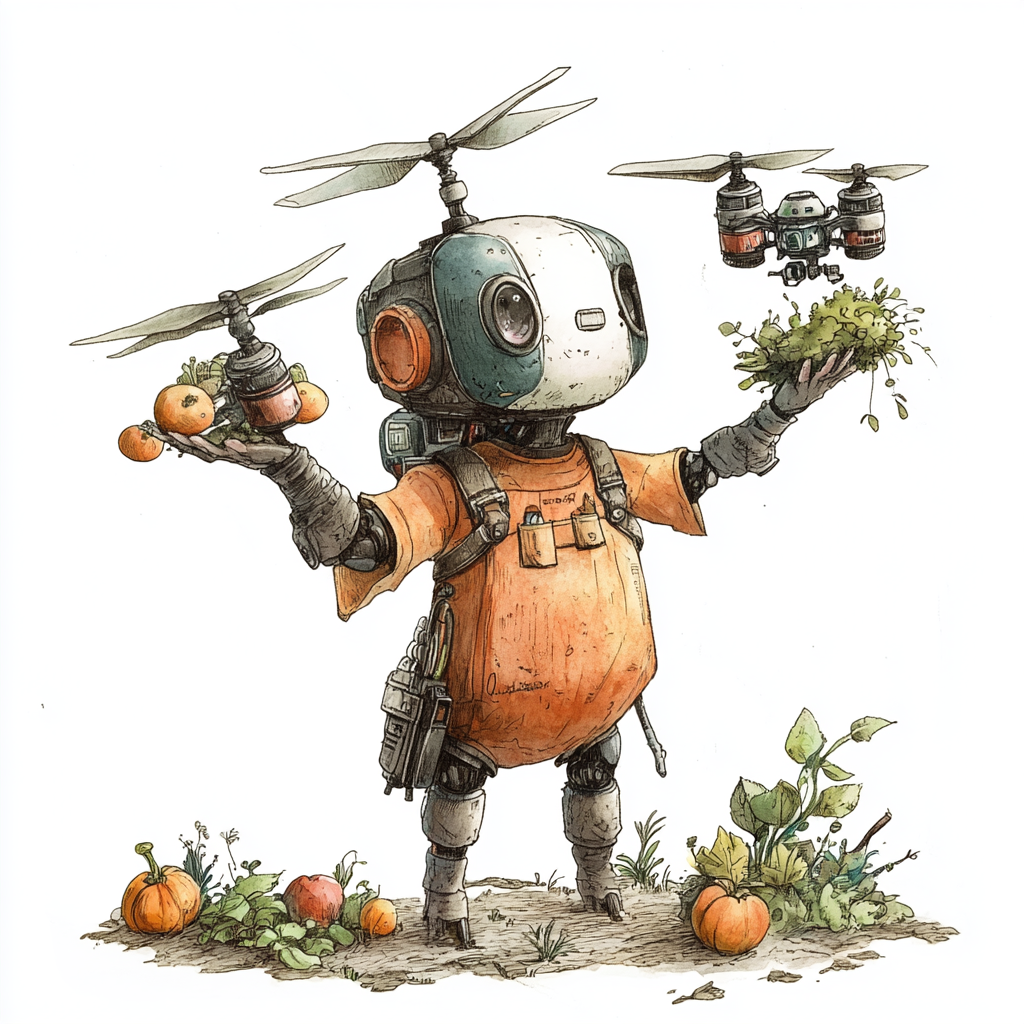 The Gardening Drone: A Children's Book Illustration