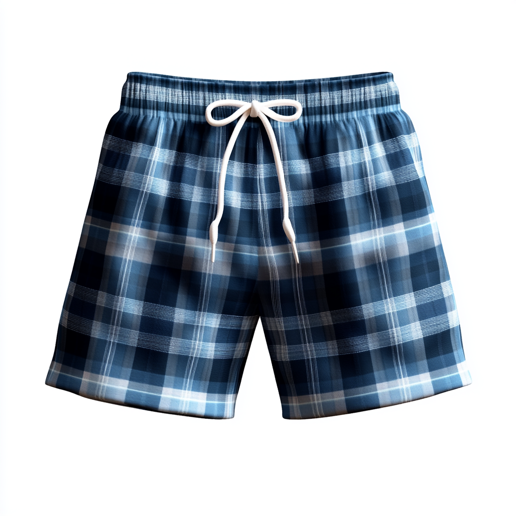 The Girl's Blue Plaid Pajama Shorts Display