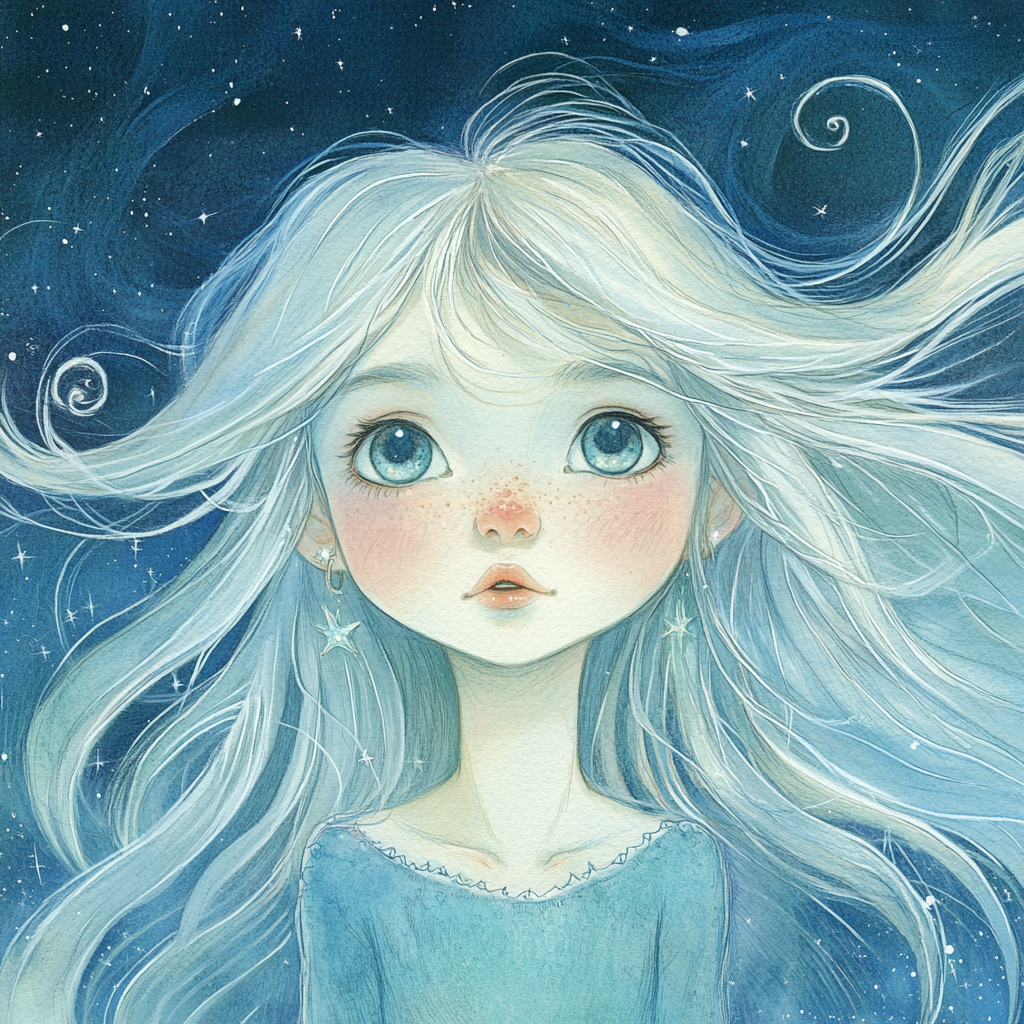 The Gleaming Starry-Eyed Illustrated Girl