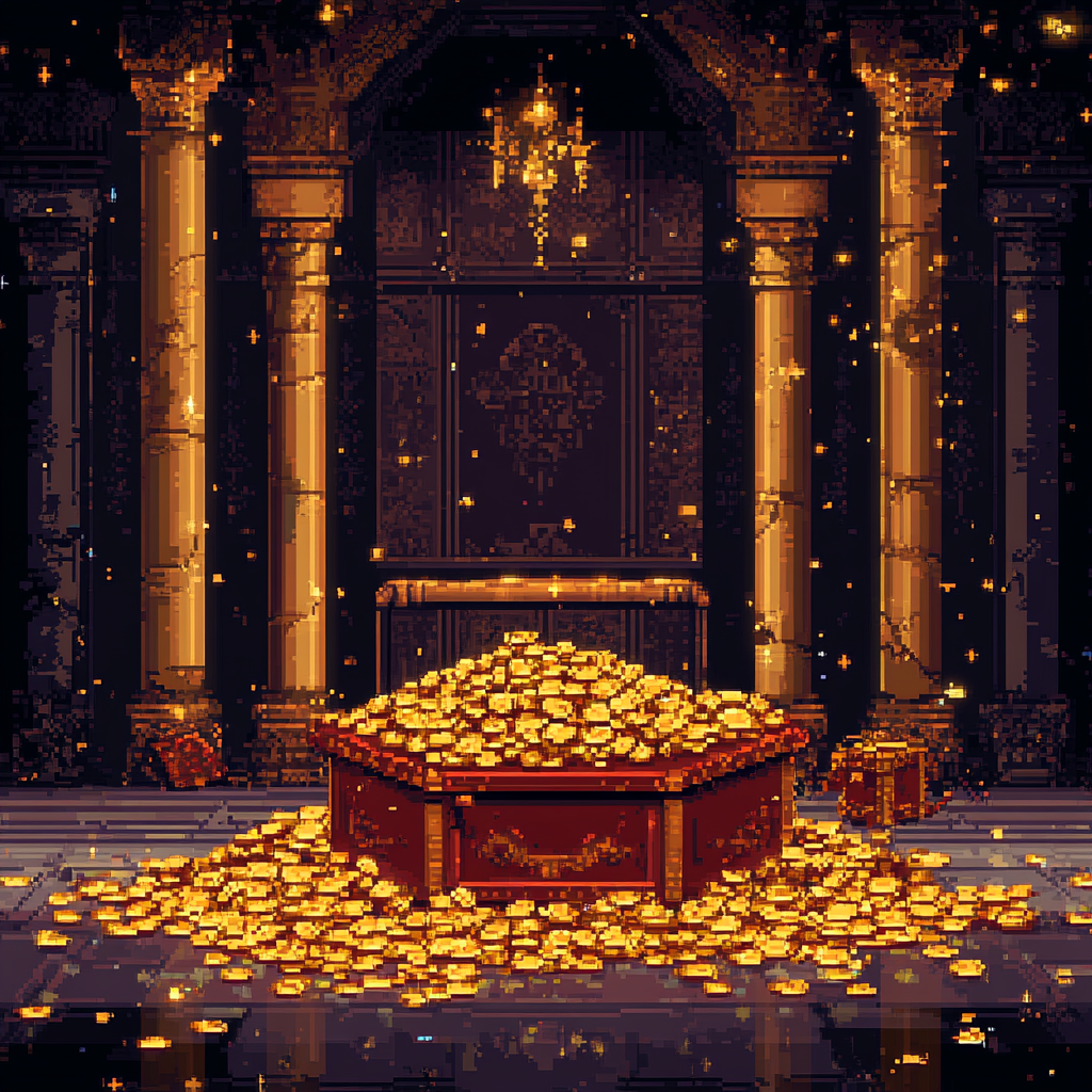 The Glittering Treasure Room with Piles of Coins