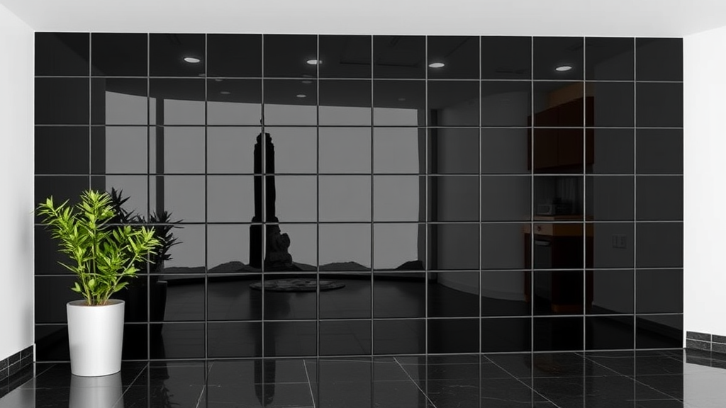 The Glossy Black Square Tile Wall