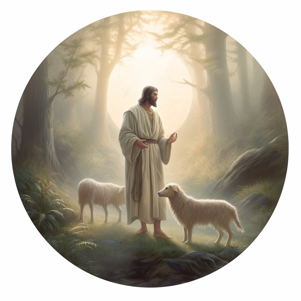 The Good Shepherd guides a trusting lamb