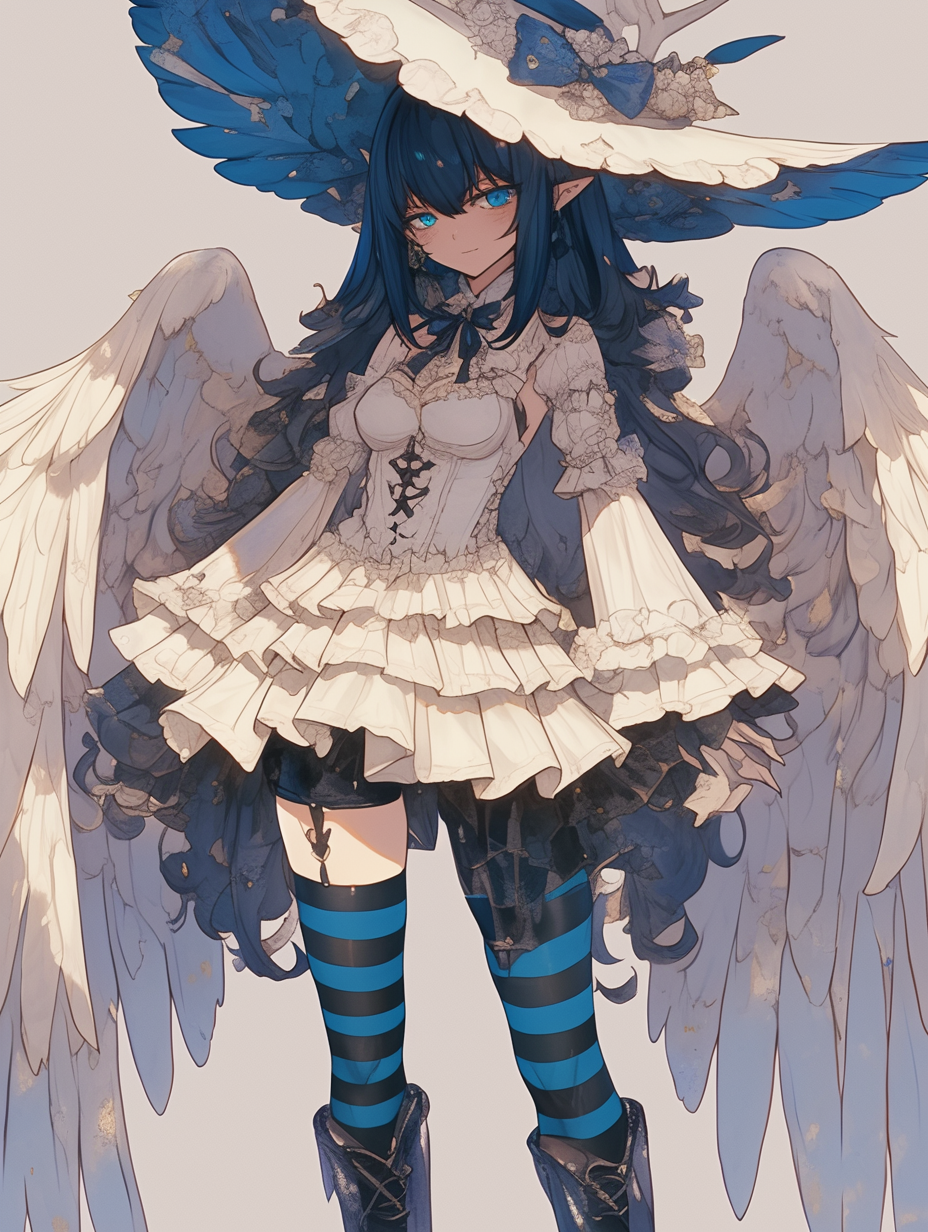 The Gothic Anime Owl Girl with Angel Wings