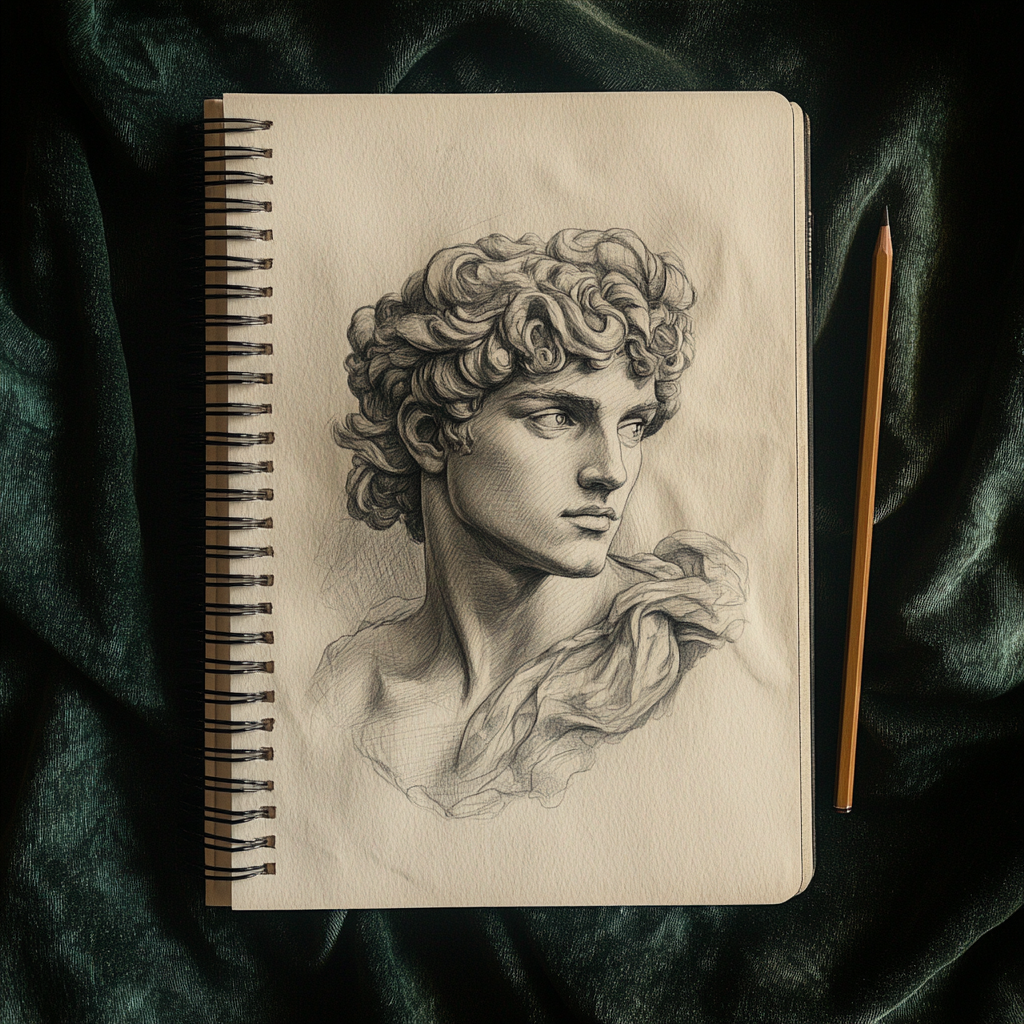 The Handsome Mercury God Pencil Sketch Portrait