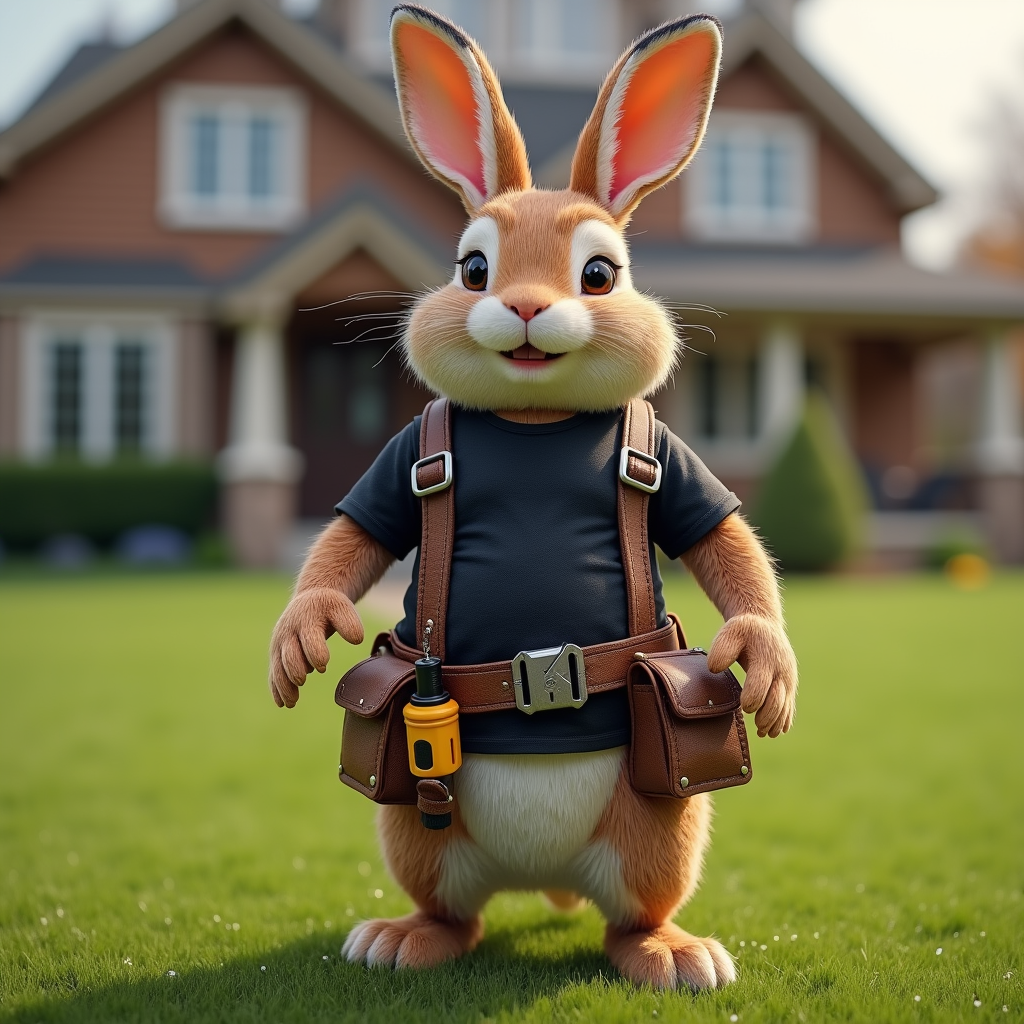 The Handy Easter Bunny with a Black T-Shirt