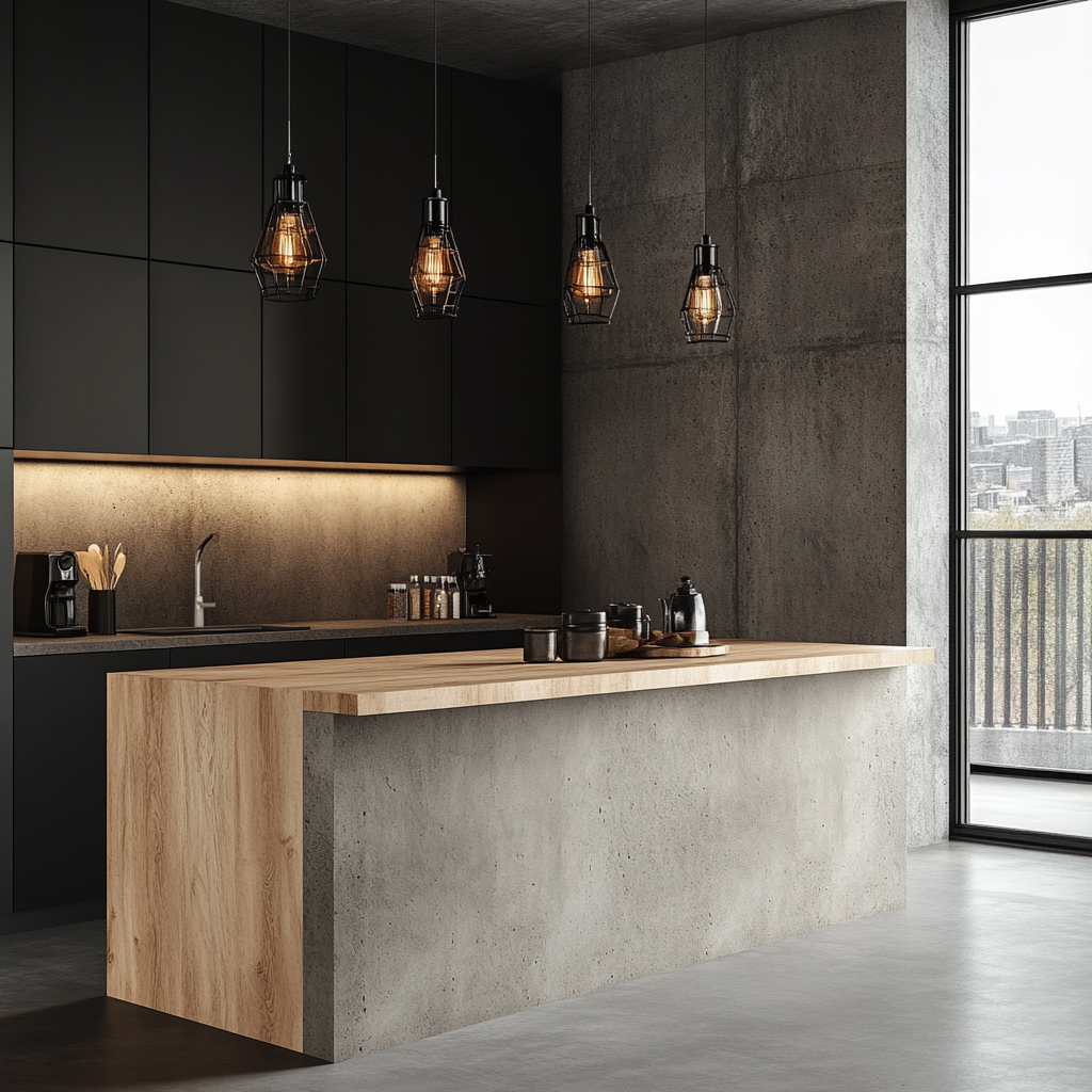 The Industrial-Style Kitchen and Foyer with Concrete Features