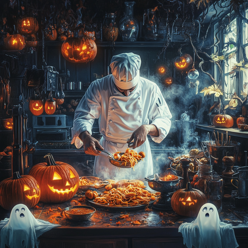 The Italian Chef Prepares Halloween Dishes in Spooky Kitchen