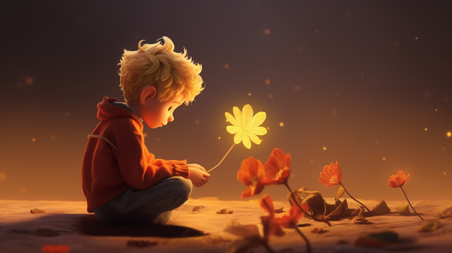 The Little Prince Leaving His Glowing Flower Farewell.