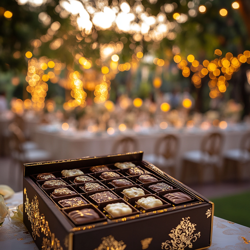 The Luxurious Wedding Chocolates in Enchanting Outdoor Setting