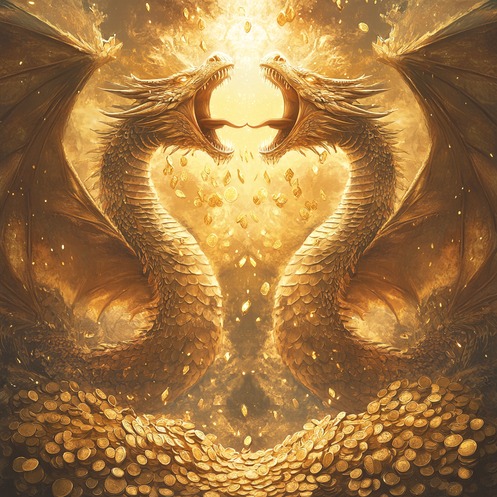 The Majestic Golden Dragons of Wealth and Power