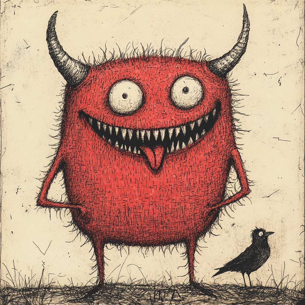 The Mischievous Devil - A Whimsical Illustration