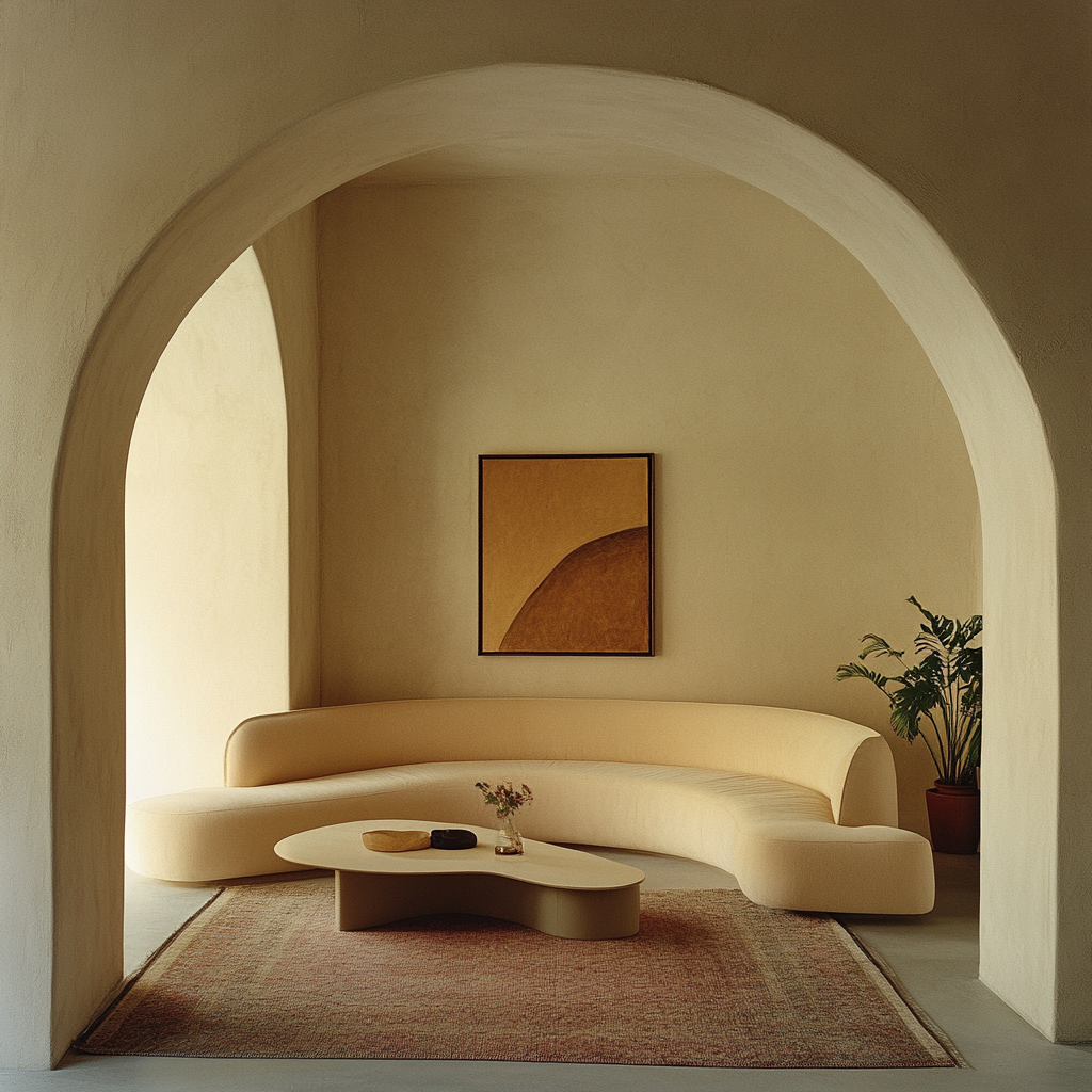 The Modern Living Room with Curved Sofa