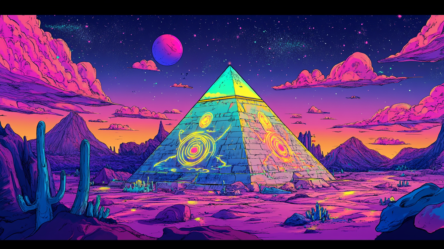 The Mysterious Neon Pyramid With Glowing Symbols